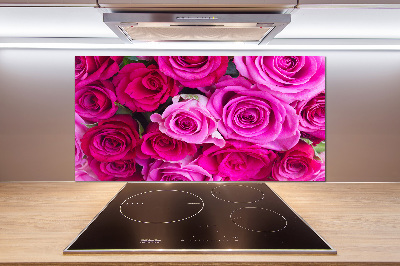 Platte für Küchenrückwand Strauß aus rosa Rosen