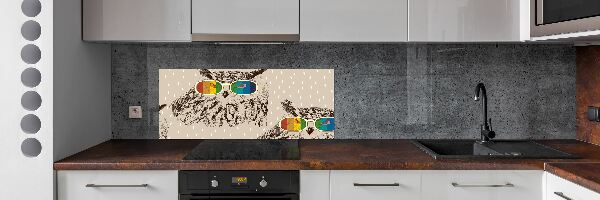 Glasrückwand für die küche Eulen mit Brille