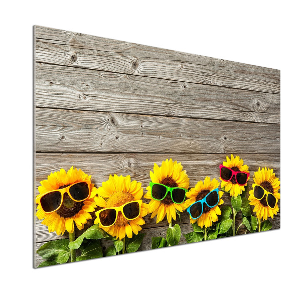 Glasrückwand für die küche Sonnenblumen