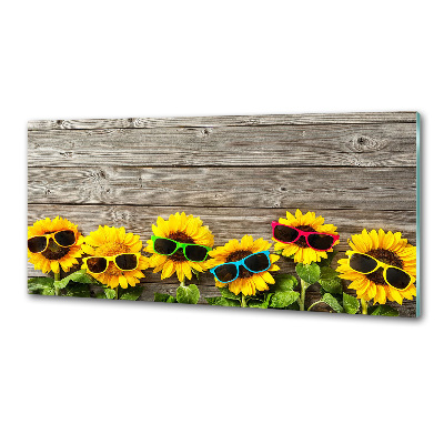 Glasrückwand für die küche Sonnenblumen