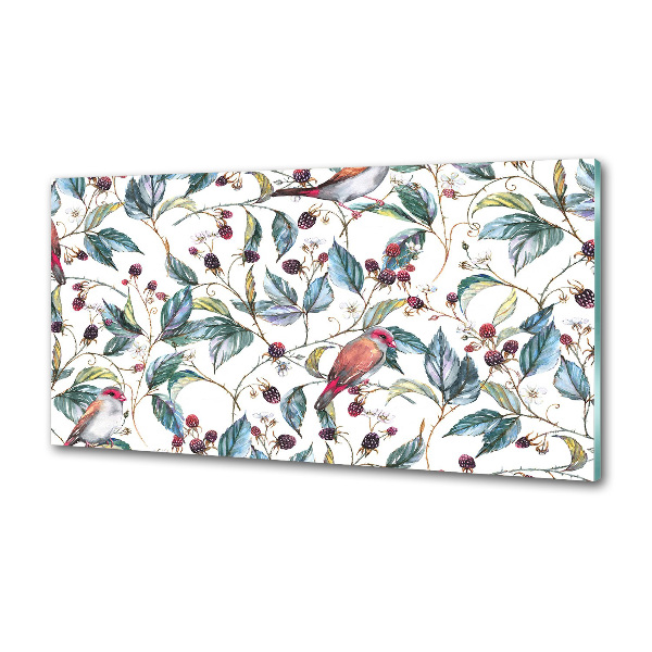 Küchen wandpaneel Brombeeren und Vögel