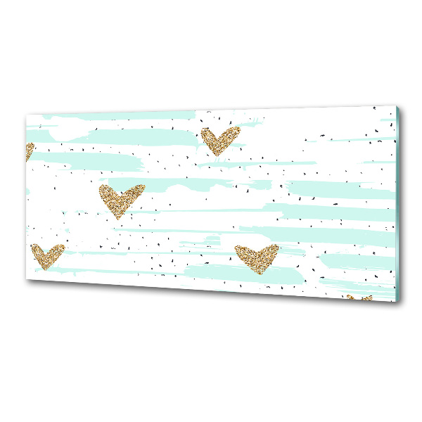 Platte für Küchenrückwand Hintergrund mit goldenen Herzen