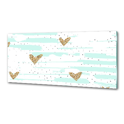 Platte für Küchenrückwand Hintergrund mit goldenen Herzen