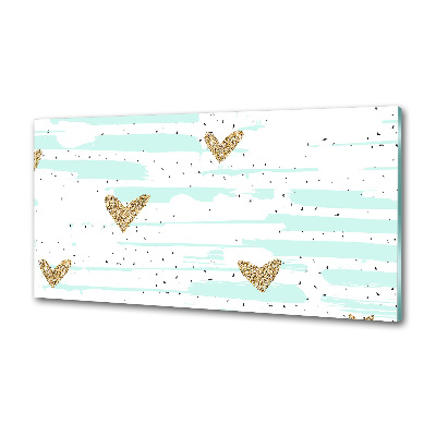 Platte für Küchenrückwand Hintergrund mit goldenen Herzen