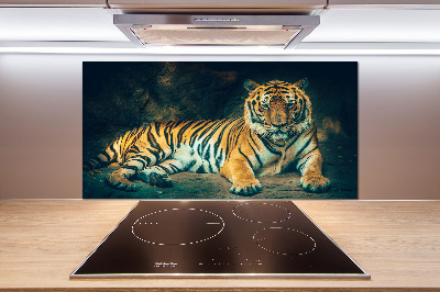 Platte für Küchenrückwand Tiger in der Höhle