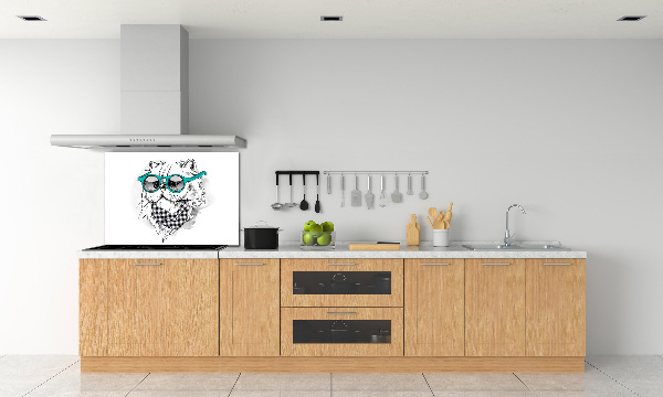 Glasrückwand für die küche Katze mit Brille