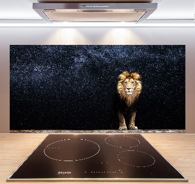 Glasrückwand für die küche Löwe gegen die Sterne