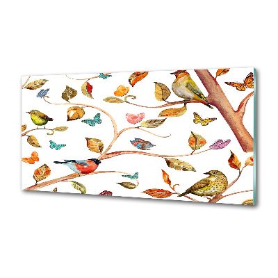 Glasrückwand für die küche Vögel und Schmetterlinge