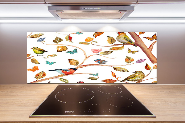 Glasrückwand für die küche Vögel und Schmetterlinge