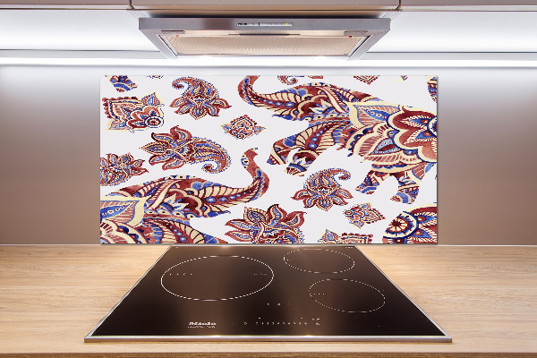 Glasrückwand für die küche Elefantenornamente