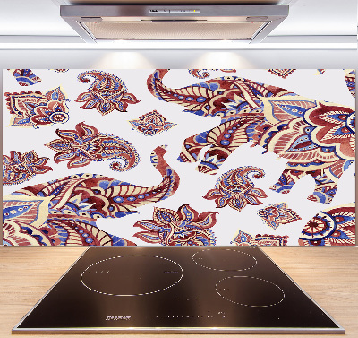 Glasrückwand für die küche Elefantenornamente