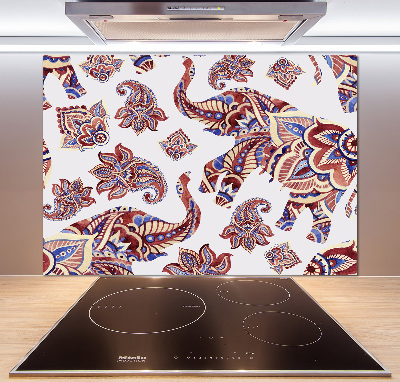 Glasrückwand für die küche Elefantenornamente