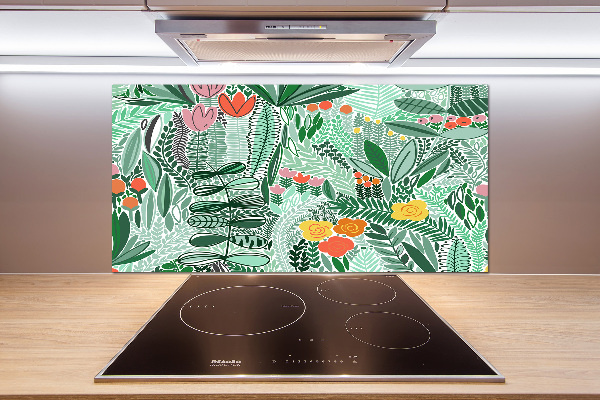 Glasrückwand für die küche Blumenmuster