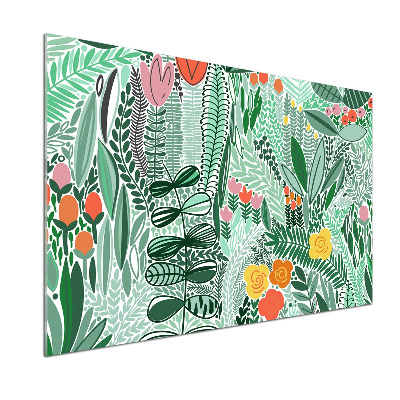 Glasrückwand für die küche Blumenmuster