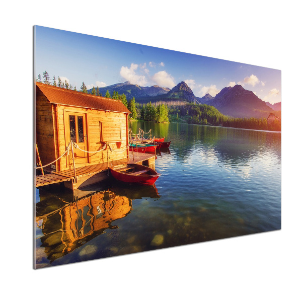 Glasrückwand für die küche See in den Bergen