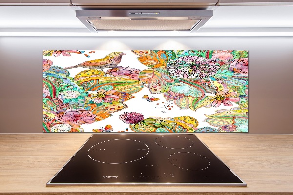 Platte für Küchenrückwand Vogel und Ornamente