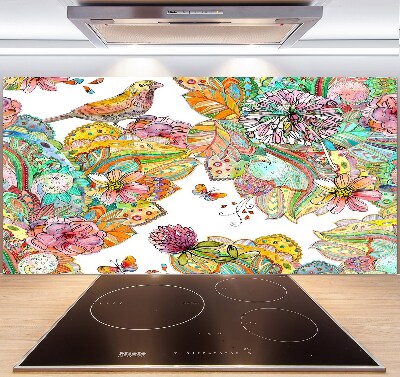 Platte für Küchenrückwand Vogel und Ornamente