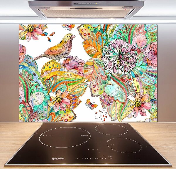 Platte für Küchenrückwand Vogel und Ornamente