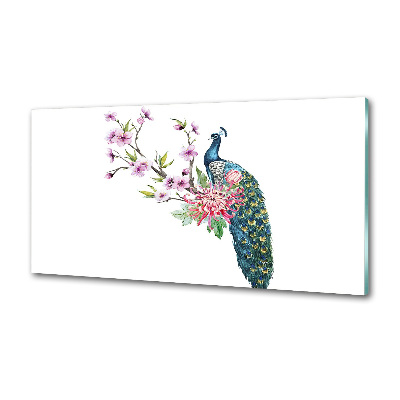 Platte für Küchenrückwand Pfau und Blumen