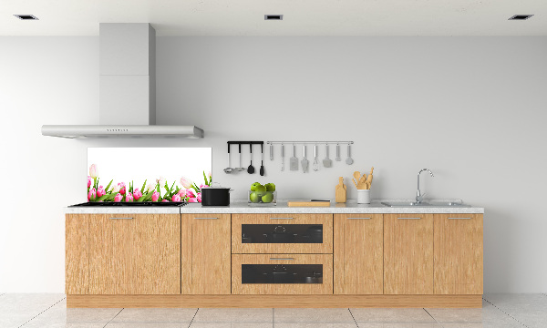 Glasrückwand für die küche Rosa Tulpen