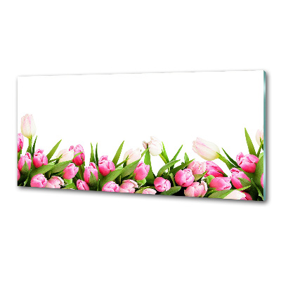 Glasrückwand für die küche Rosa Tulpen