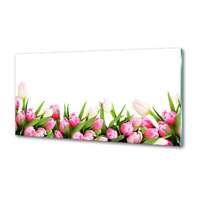 Glasrückwand für die küche Rosa Tulpen