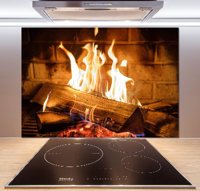 Platte für Küchenrückwand Holz im Kamin