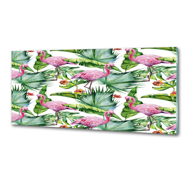 Küchen wandpaneel Flamingos Pflanzen