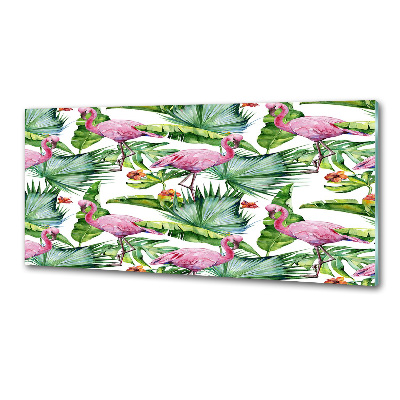Küchen wandpaneel Flamingos Pflanzen