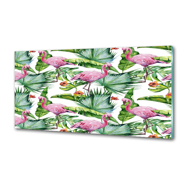 Küchen wandpaneel Flamingos Pflanzen