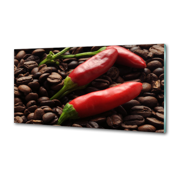 Platte für Küchenrückwand Chili und Kaffee