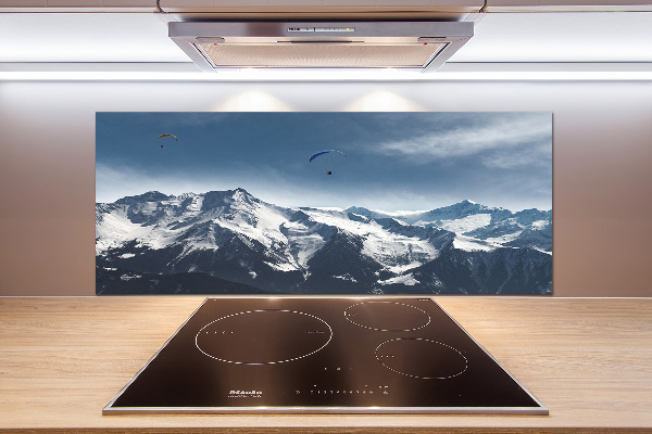 Platte für Küchenrückwand Gleitschirmfliegen in den Alpen