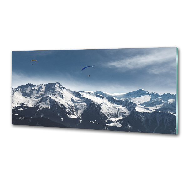 Platte für Küchenrückwand Gleitschirmfliegen in den Alpen