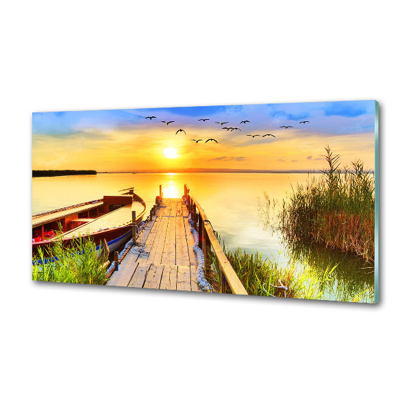 Küchen wandpaneel Boot und Pier