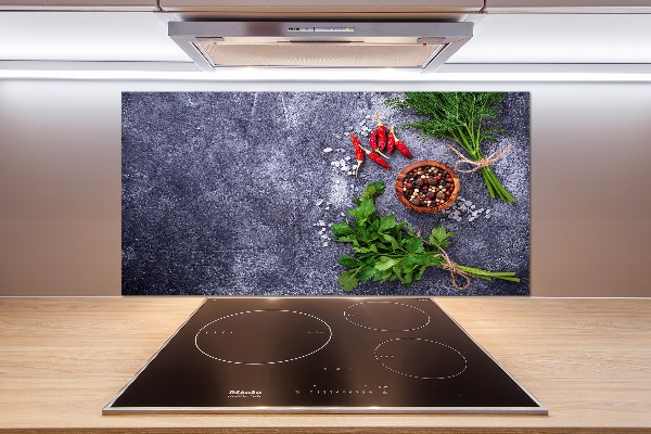 Platte für Küchenrückwand Kräuter und Gewürze