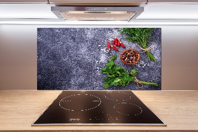 Platte für Küchenrückwand Kräuter und Gewürze