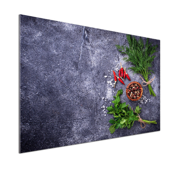 Platte für Küchenrückwand Kräuter und Gewürze