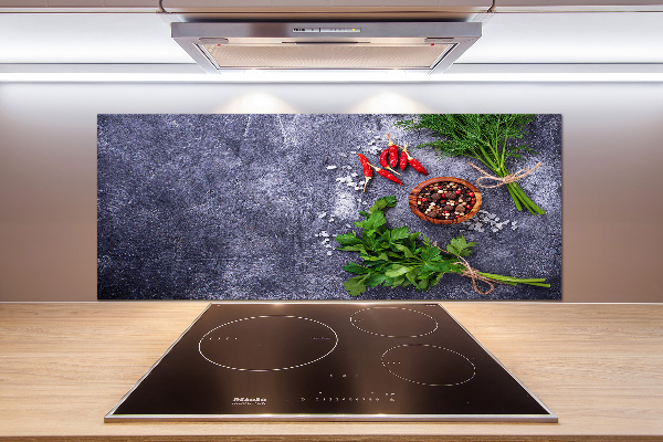 Platte für Küchenrückwand Kräuter und Gewürze