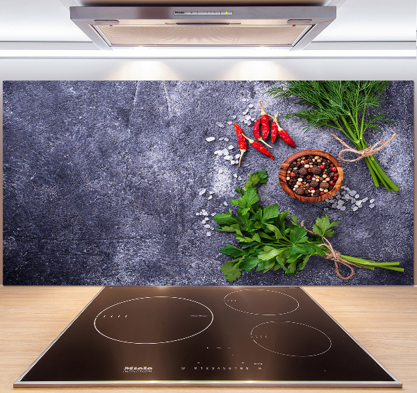 Platte für Küchenrückwand Kräuter und Gewürze