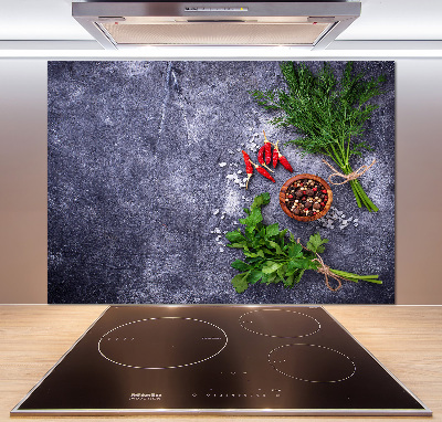 Platte für Küchenrückwand Kräuter und Gewürze