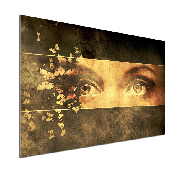 Glasrückwand für die küche Augen und Schmetterlinge