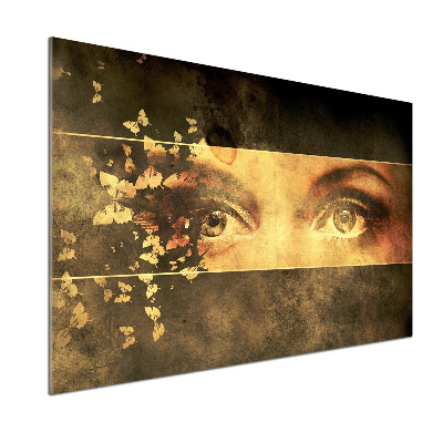 Glasrückwand für die küche Augen und Schmetterlinge