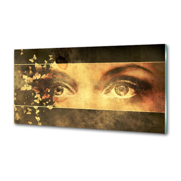 Glasrückwand für die küche Augen und Schmetterlinge