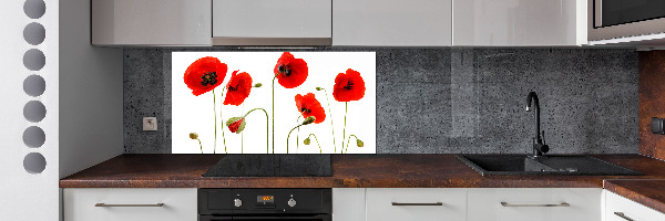Glasrückwand für die küche Mohnblumen