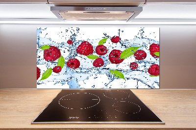 Platte für Küchenrückwand Himbeeren und Wasser