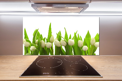 Küchen wandpaneel Weiße Tulpen