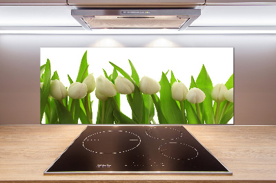 Glasrückwand für die küche Weiße Tulpen