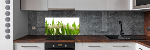 Glasrückwand für die küche Weiße Tulpen