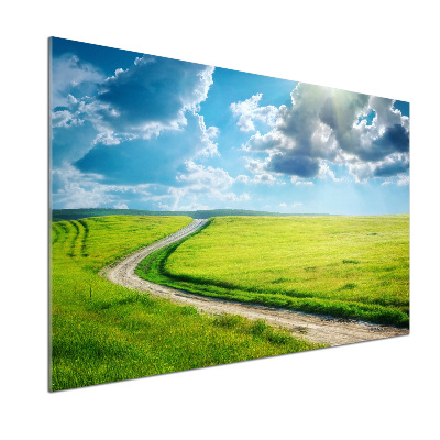 Glasrückwand für die küche Pfad in der Wiese