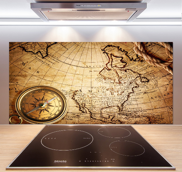 Küchen wandpaneel Kompass auf der Karte